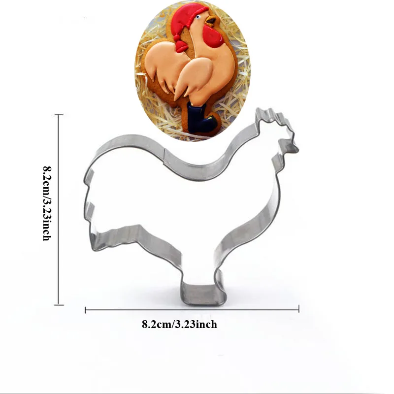

1pcs animal cock chicken Metal Stainless Steel Cookie Cutter Cupcake Fondant Cake Decor Biscuit Chocolate Mould pastry tools