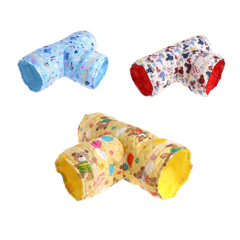 

Hamster Toy Tunnel Small Pet Cartoon 3 Way Pet Tubes Bed Nest For Rabbits Ferrets Guinea Pigs