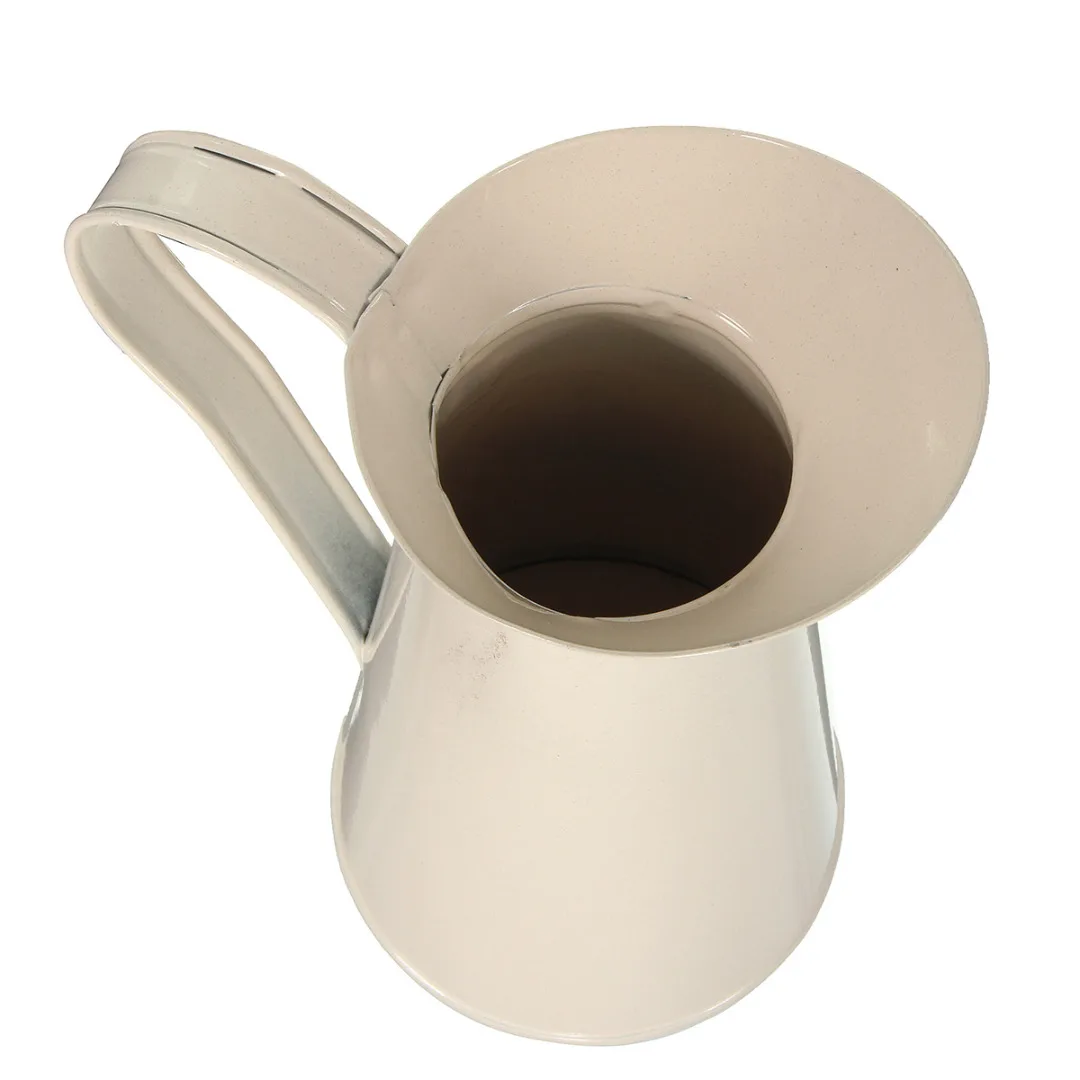 Vintage Flower Vase Tall Metal Shabby Chic Cream Vase Enamel Pitcher Jug For Party Wedding Home Decor
