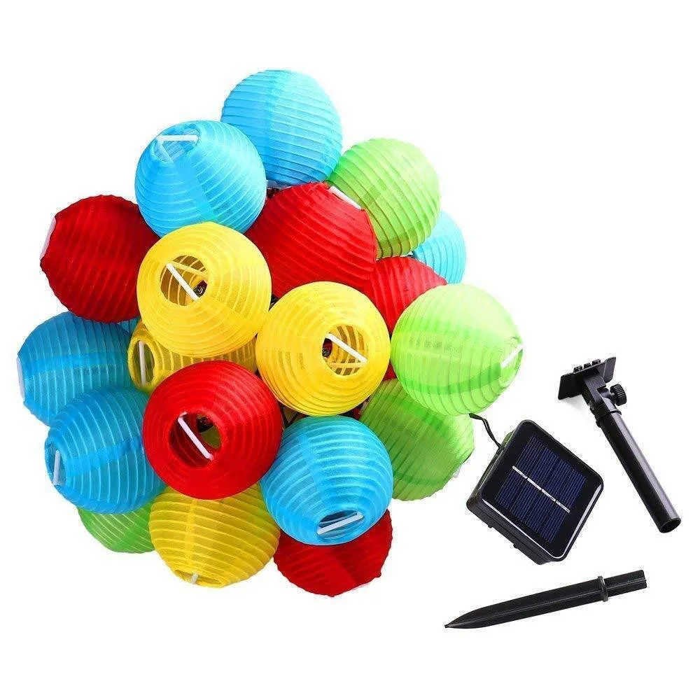 

Solar Powered Waterproof 20/30 pcs 75MM Lantern Ball String Light Fairy Garlands For Holiday Wedding Yard Patio Christmas