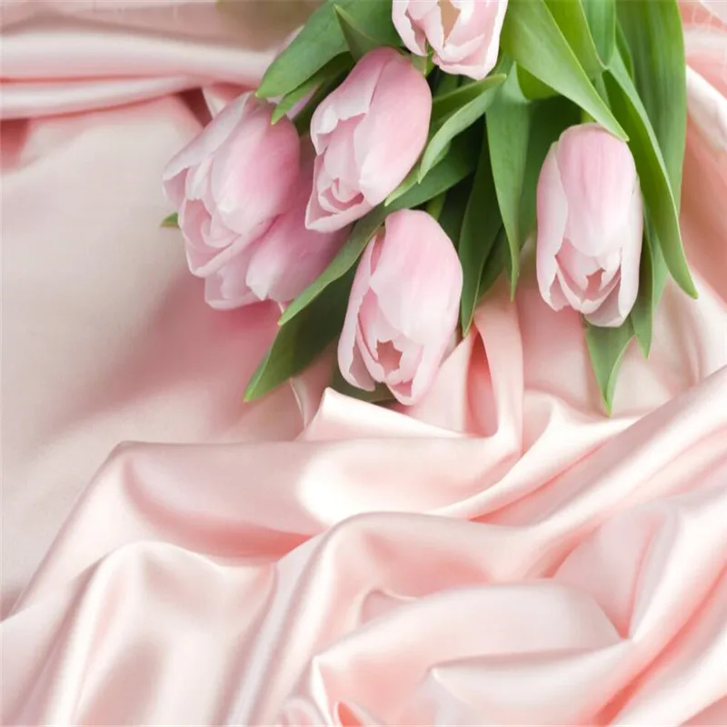 

Romantic pink rose silk background decorative wall professional production wallpaper wall custom poster photo wall
