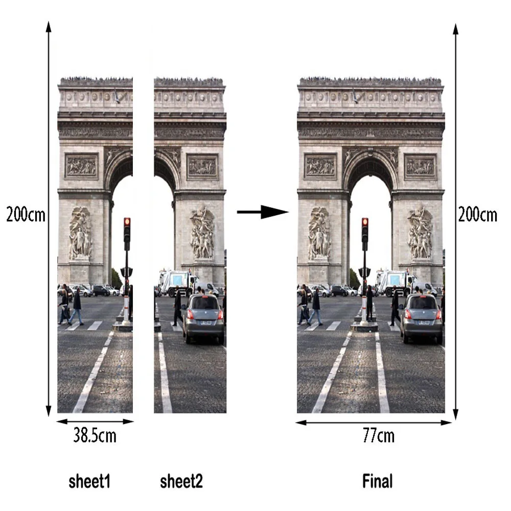 Триумфальная арка Франция классический строительный настенный стикер двери стикер s ПВХ Фреска самоклеящаяся художественная наклейка водонепроницаемая дверь стикер