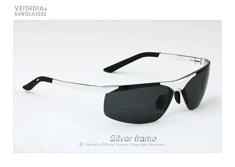 Бренд veithdia Alumunum Для Мужчин Поляризованные UV400 зеркальные солнцезащитные очки прямоугольные без ободка Для мужчин s солнцезащитные очки для защиты от ветра Для мужчин 6501 - Цвет линз: Silver
