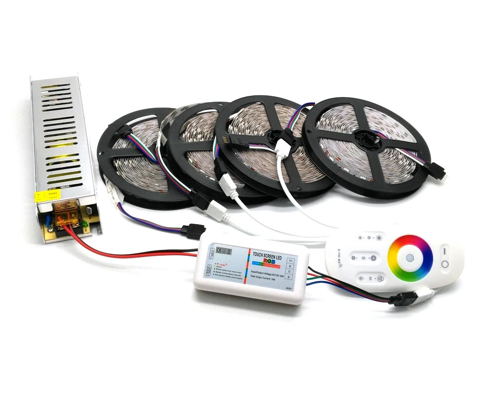Светодиодная лента 5050 RGB 5 м/10 м/15 м/20 м IP20/IP65 водонепроницаемая с сенсорным экраном