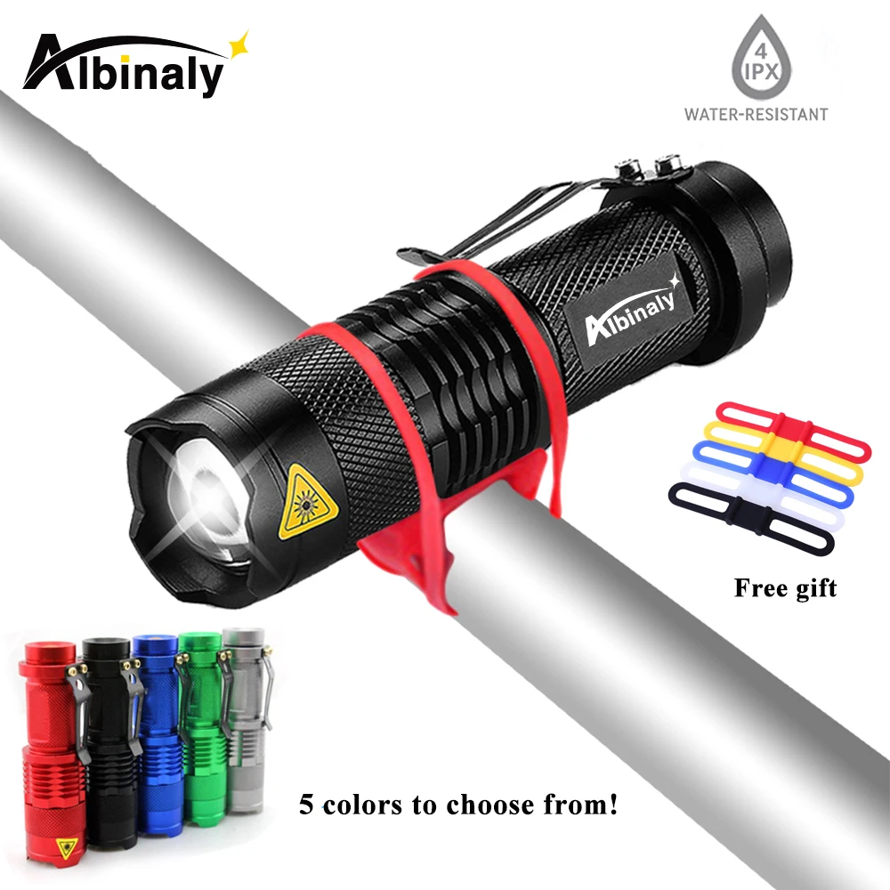 

Colorful waterproof bicycle light 3 lighting mode LED mini flashlight Zoomable portable bike light give free bicycle strap