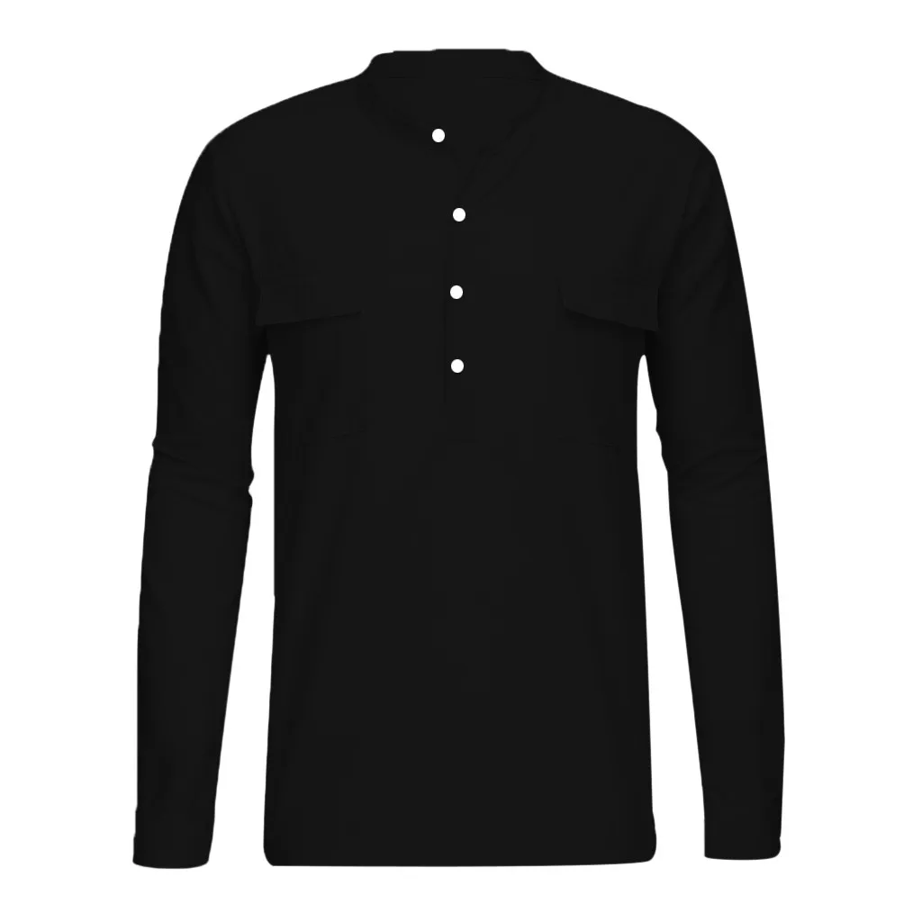 Рубашка мужская мешковатая хлопковая льняная Однотонная рубашка с карманом и длинными рукавами в стиле ретро рубашки рубашка Camisa Hombre Мужская рубашка Modis# CE2