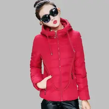 2016 Winter Women New Short Cotton Down Jacket Korean Students Slim Hooded Warm Coat Solid color