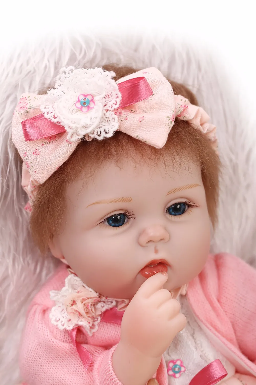 NPK 18 '' Handmade dolls reborn silicone realistic bonecas reborn adora dolls with rooted hair baby girl children's gift toys