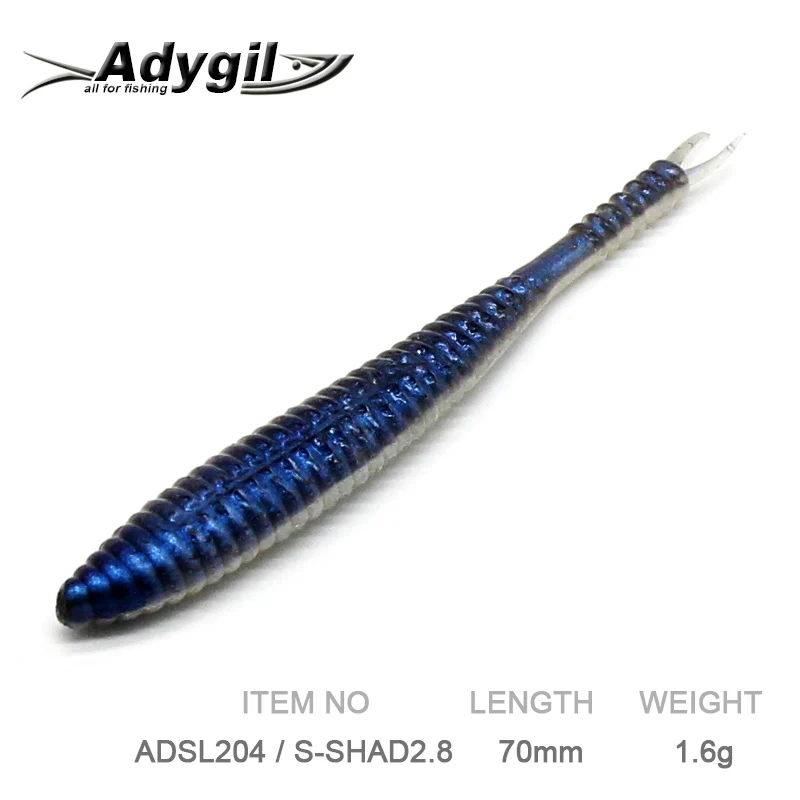

ADYGIL Fishing Lure Soft Lure Silicon Bait Soft Bait ADSL204/S-SHAD2.8 10pcs 70mm 1.6g