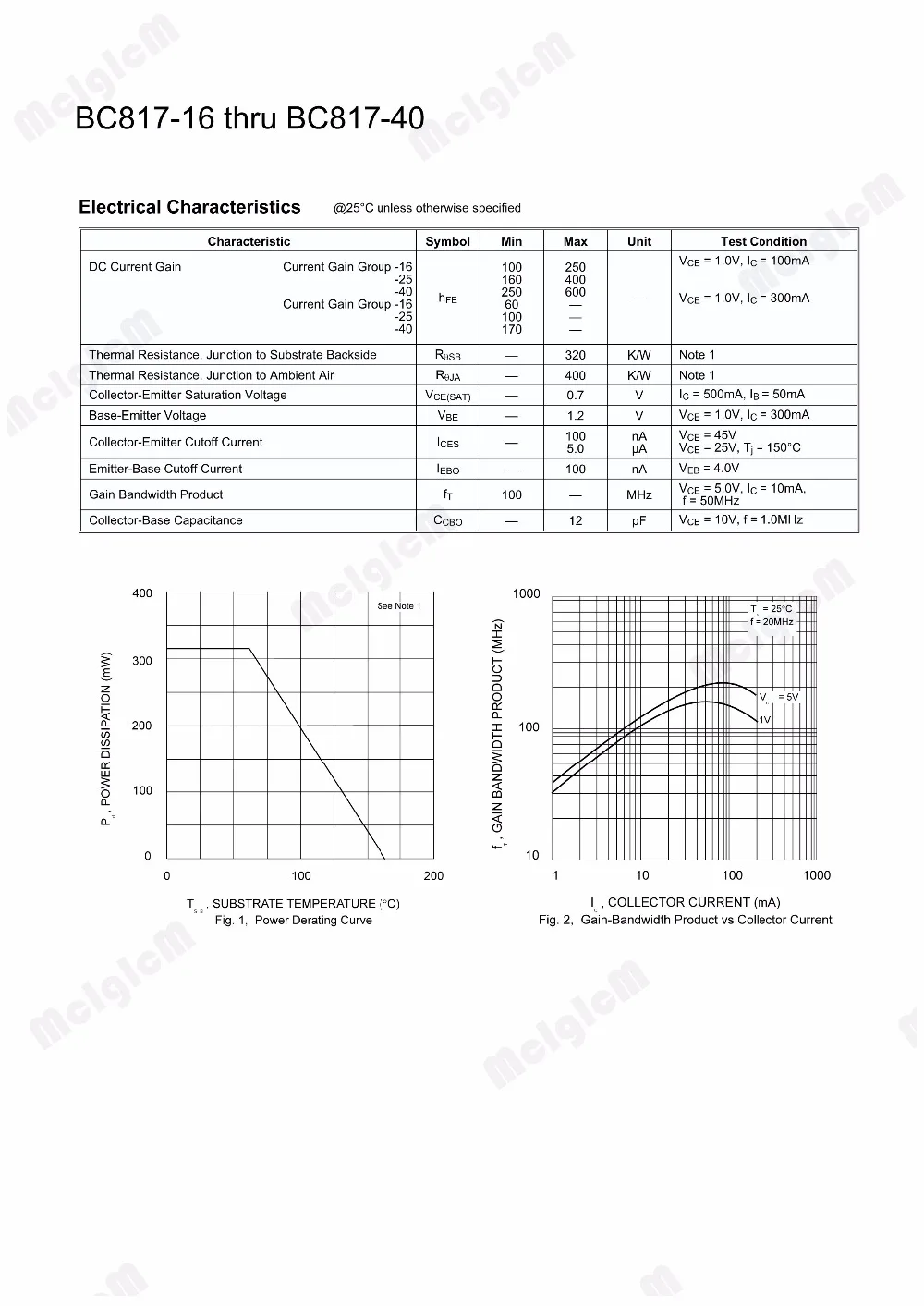 MCIGICM 100 шт. BC817 BC817-40 СОТ-23 Силовые транзисторы NPN 0.1A/45V общего назначения транзистор