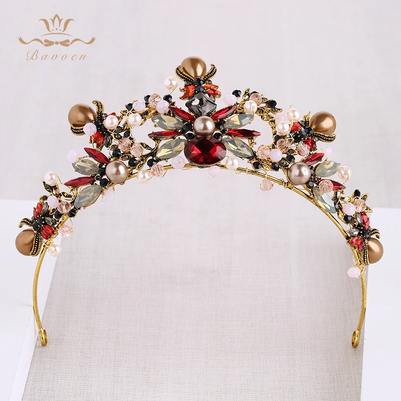 

Bavoen European Retro Baroque Brides Tiara Crown set Rhinestone Hairbands with Earring Wedding Hair Accessories