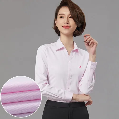 Dudalina/женские рубашки с вышивкой, женские блузы, женские рубашки с длинными рукавами, большие размеры - Цвет: PM-2073-6-V-PINK-X