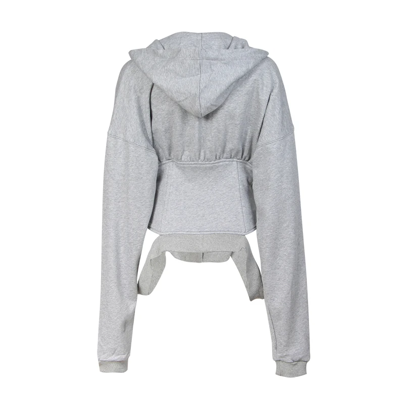 TWOTWINSTYLE Spring Sweatshirts For Women's Hoodies Long Sleeve V Neck High Waist Slim Sweatshirt T