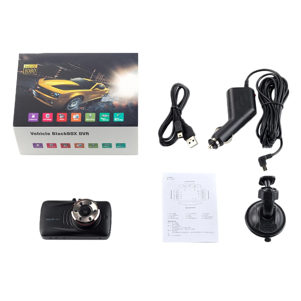 

Car DVR Camera Full HD 1080P Car Cam G-sensor Video Recorder 140° Wide-Angle 5m Pixel Motion Detection Built-in G-Sensor