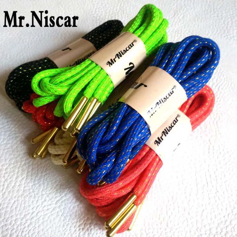 Mr.Niscar 1 Pair Round Shoelaces Metal Gold Wire Shoelace Sports Basketball Strings Bootlaces