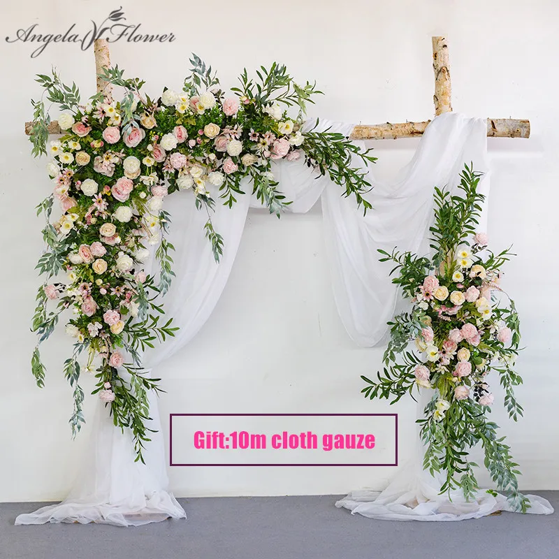 Customized Mori Artificial Flower Row Arch Diy Wedding Stage Background  Decor Silk Flower Row Arch Lead Flower Wall +10m Gauze - Customized  Artificial Flowers - AliExpress