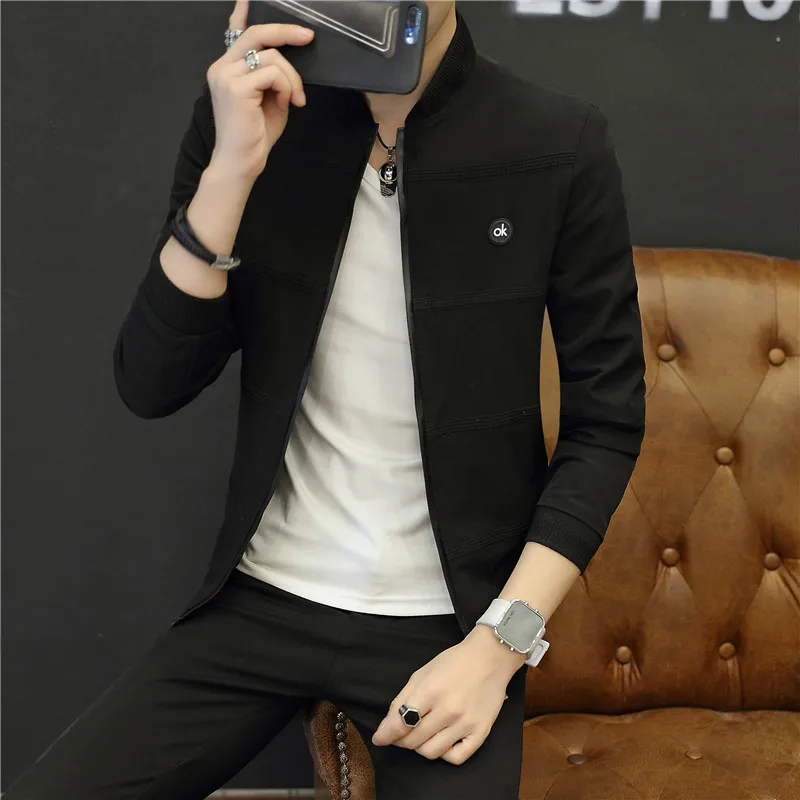 2019 Spring and Autumn Casual Solid Color Slim Fashion Baseball Jacket Men's Jacket Brand Clothing jaqueta masculino M-4XL