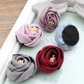 

New Design 30pcs/lot Colorful Cartoon Camellia buds Shape Handmade Flowers Hair Accessory Diy Garment/Brooch decoration