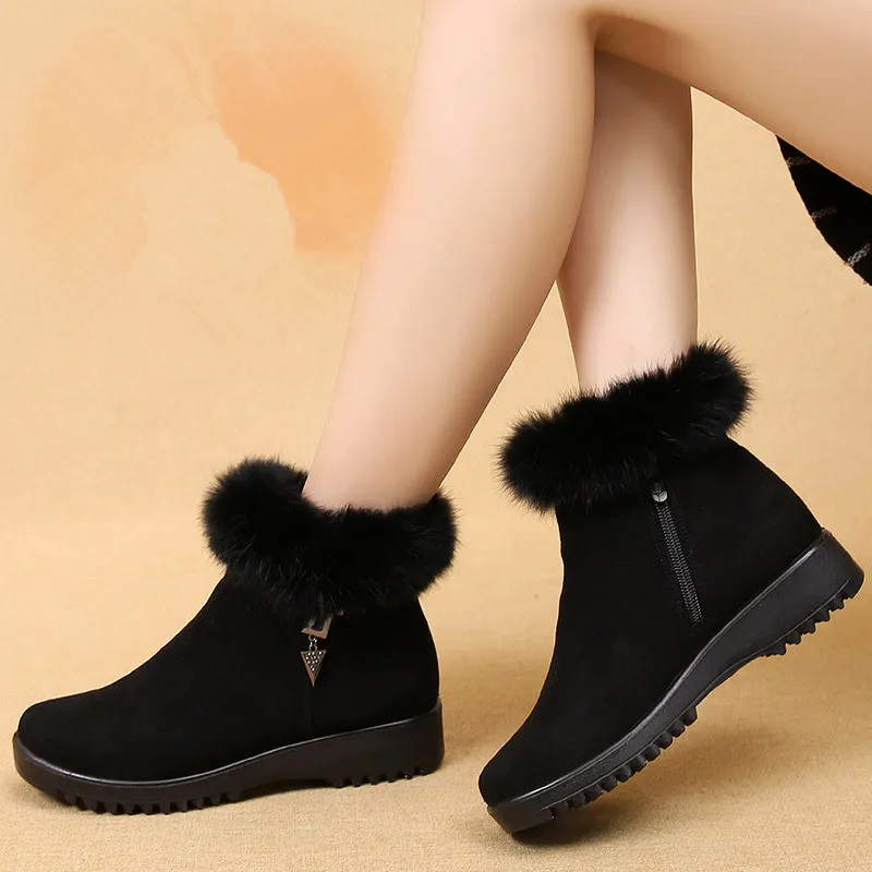 ZZPOHE/Новая модная зимняя женская обувь удобные женские ботинки из натуральной кожи на плоской подошве теплые зимние женские ботинки с мягкой подошвой; большие размеры