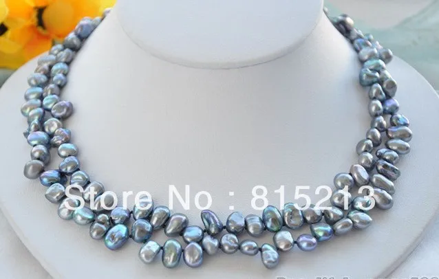 

N706 2strands 10mm black KESHI REBORN PEARL NECKLACE 17inch % Discount AAA