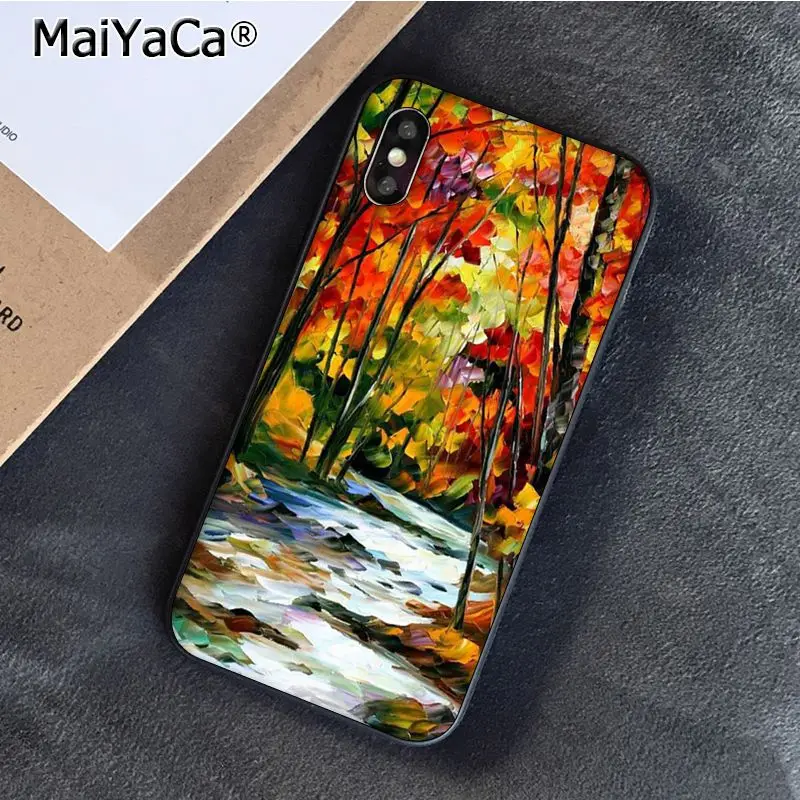 Starry Night Van Gogh Art Oil Painting Autumn Trees Maple Park