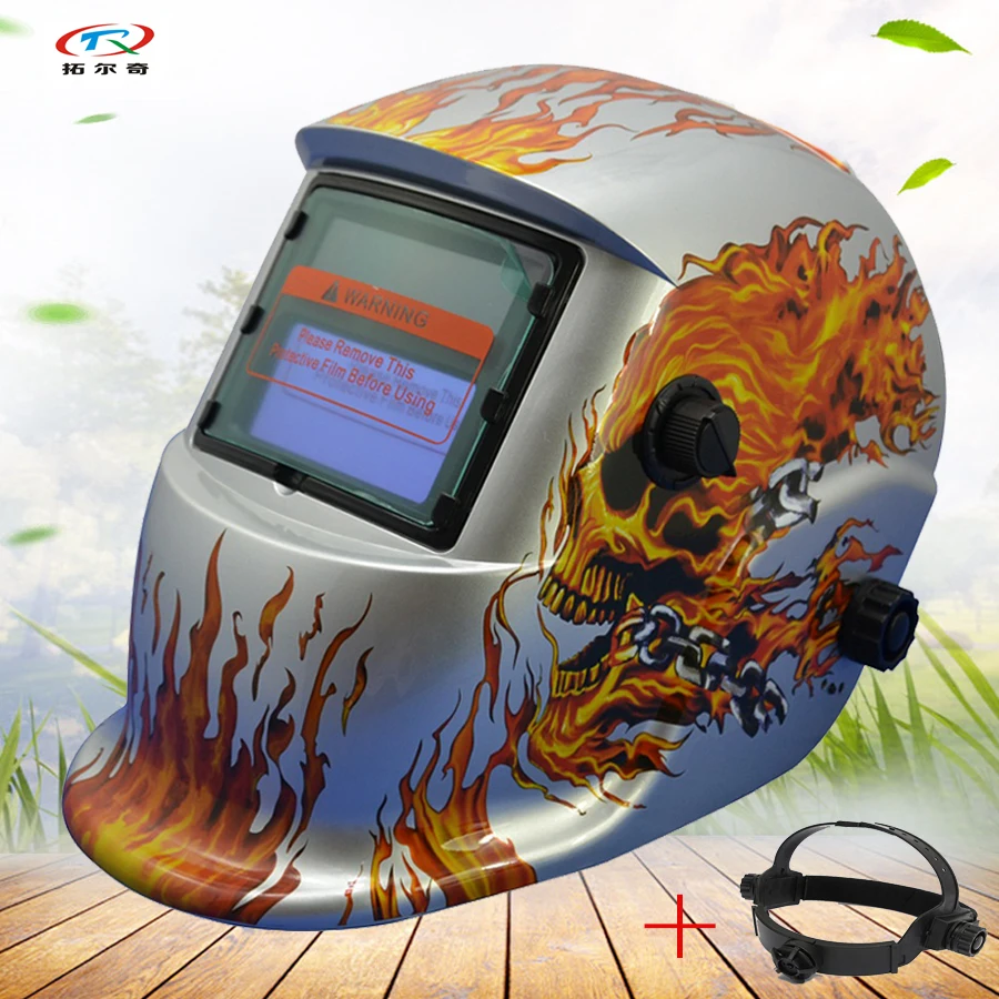Automatic solar Welding Helmet Skull Glass Filters battery Welding Mask