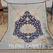 Yilong 5,5 'x8' Ручной работы синий ковер цветочный ручной работы Тебриз ковер(1192