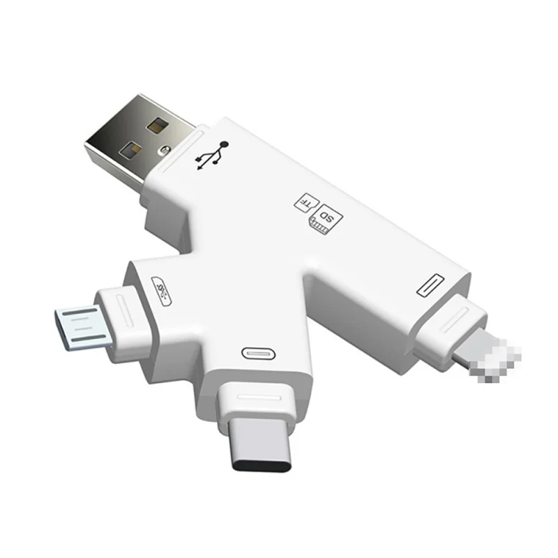 4 в 1 Многофункциональный кард-ридер Micro usb type-C TF кард-ридеры OTG адаптер для Android ПК iPhone ноутбук