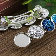 5 шт., 12 мм, с 4 камеями, высокое качество, яркий посеребренный медный материал, заколка для волос, заколка для волос, основа, установка J6-27