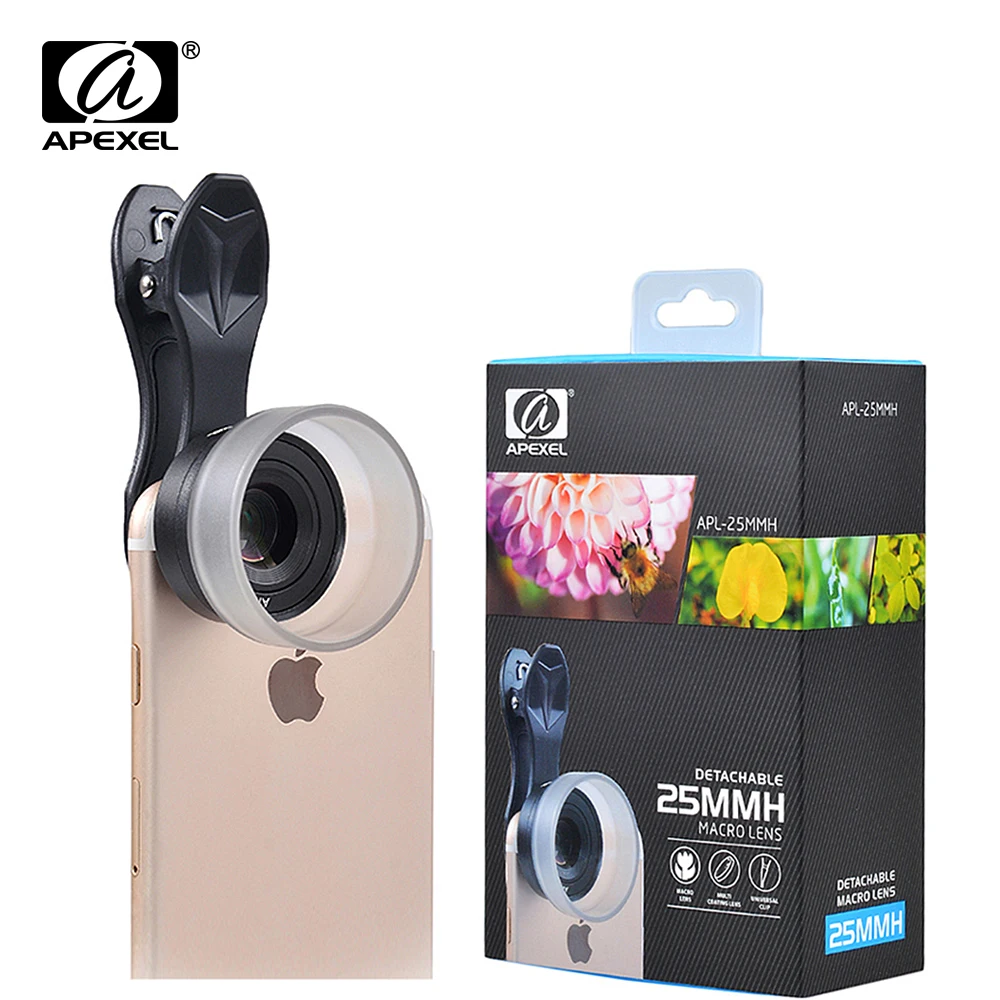 bilder für APEXEL Optic linse, 25mm super makro-objektiv 10x mobile fotografie makro-objektiv mit universal clip objektiv für android ios smartphone bilder für APEXEL Optic linse, 25mm super makro-objektiv 10x mobile fotografie makro-objektiv mit universal clip objektiv für android ios smartphone