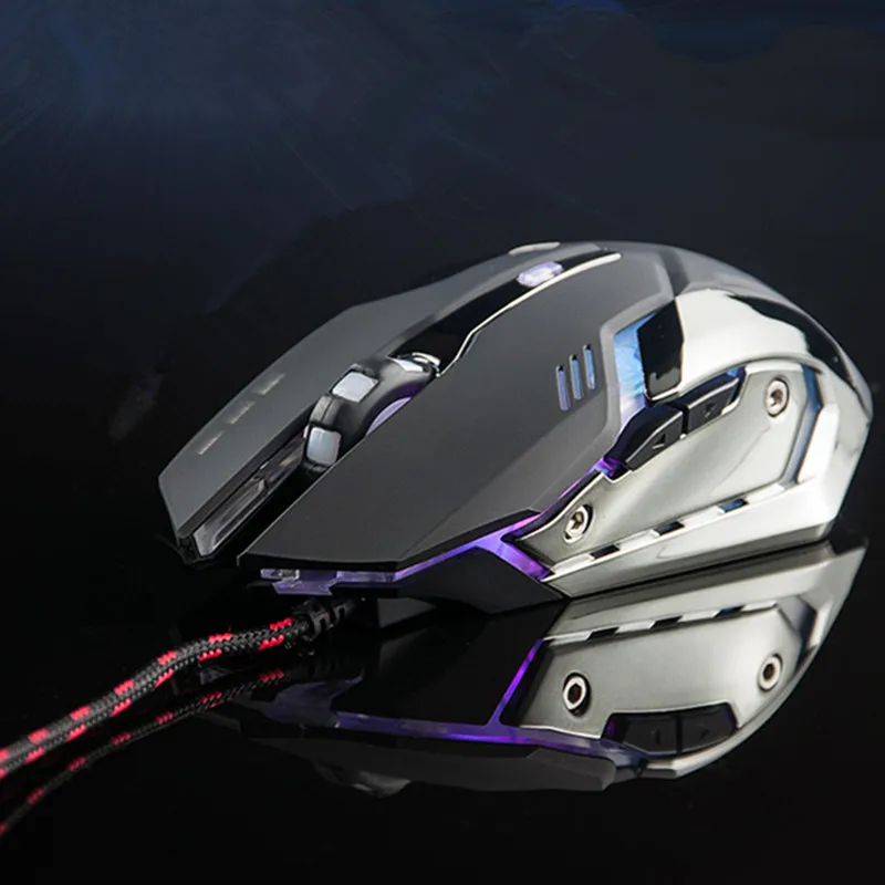 

Wired Gaming Mute Mouse 3200 DPI LED USB Weaving Cable Steel Bottom Gamer Silent Mice for PC Computer Laptop Desktop