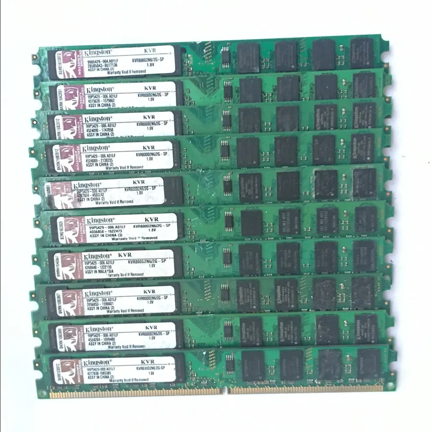 Б/у 10 штук kingston Настольный ОЗУ DDR2 2 ГБ 2 г PC2-6400 800 МГц ПК Память DIMM 240 контакты для AMD для intel пакетных продаж