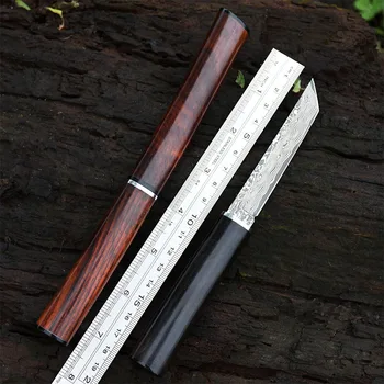 

Mini straight knife tea VG10 Damascus steel small tools multi-purpose cutter manual dismantling express knife pocket Keychain