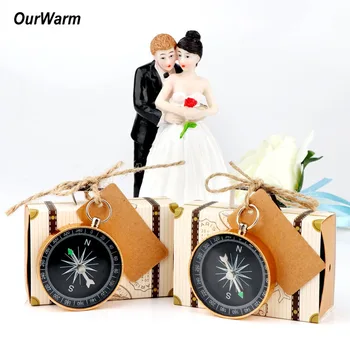 

OurWarm Party Favors Travel Themed Wedding Supplies Compass + Kraft Paper Gift for Guests Birthday Wedding Souvenir