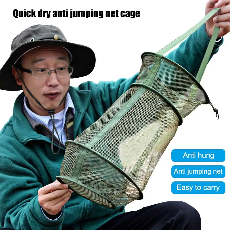 Buy Portable Fishing Net Mesh Round Folding Trap Metal Frame Network Casting