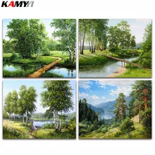 Quadrado completo diamante bordado natureza árvore 5d diy pintura diamante ponto cruz paisagem cheia redonda diamante mosaico rio venda(China)