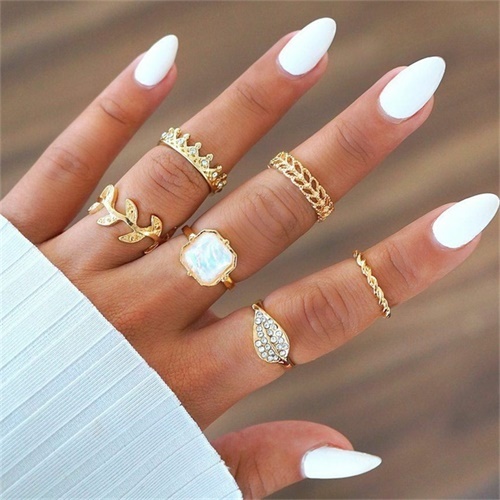 Gold Crystal Opal Knuckle Ring Set Bohemian Geometric Snake Mary Cross Finger Glamour Female Knuckle Midi Ring Jewelry