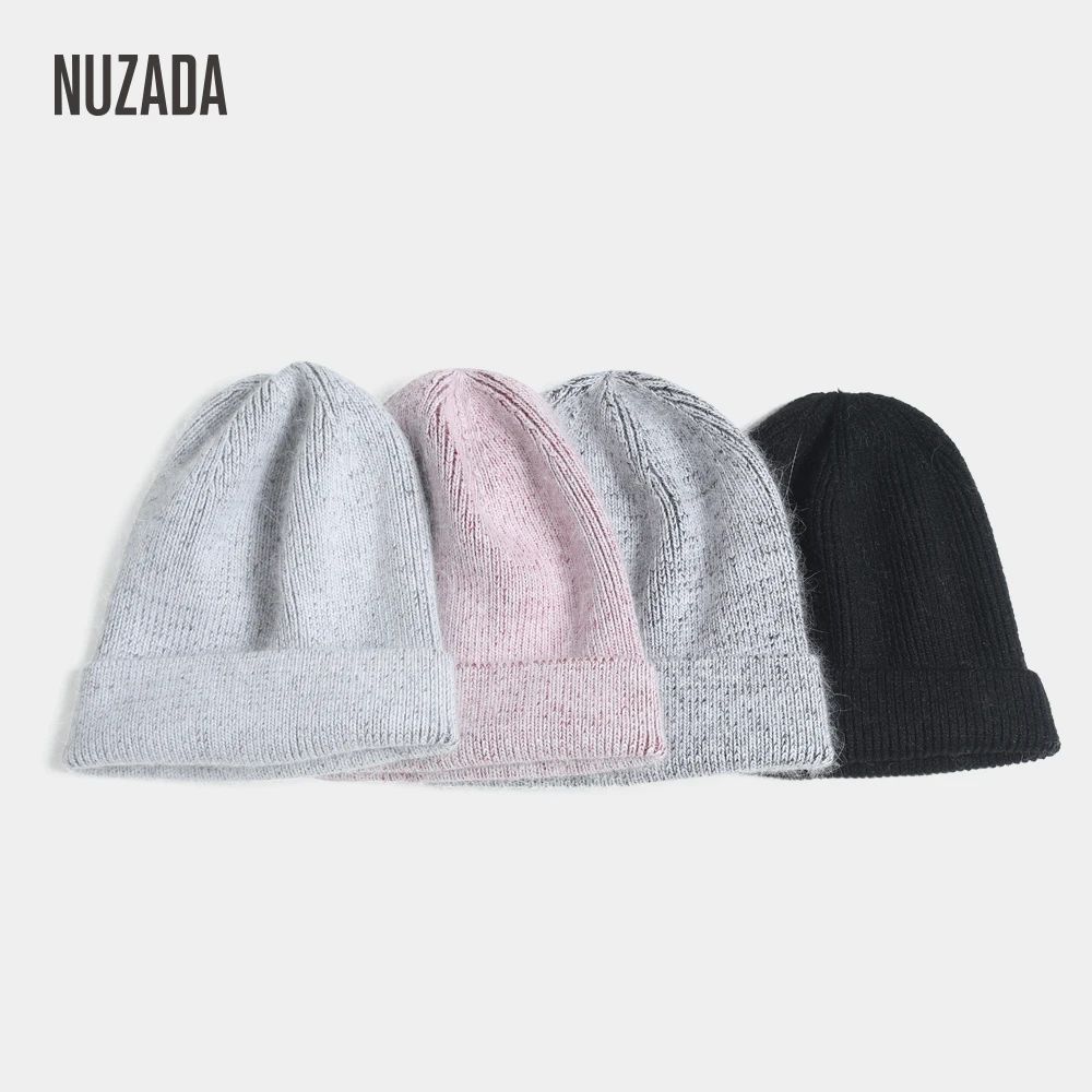 NUZADA Skullies Beanies Унисекс Мужская и женская зимняя шапка 30% кроличья Шерсть содержание сплошной цвет Хеджирование шапка вязаная шапка s чепчик
