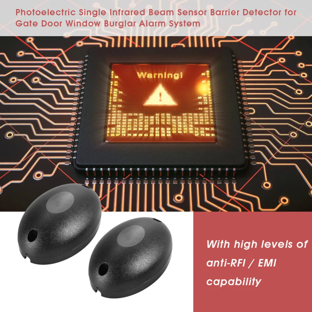 

50,000 LUX Photoelectric Single Infrared Beam Sensor Barrier R Alarm Sensor Detector for Gate Door Burglar Alarm System