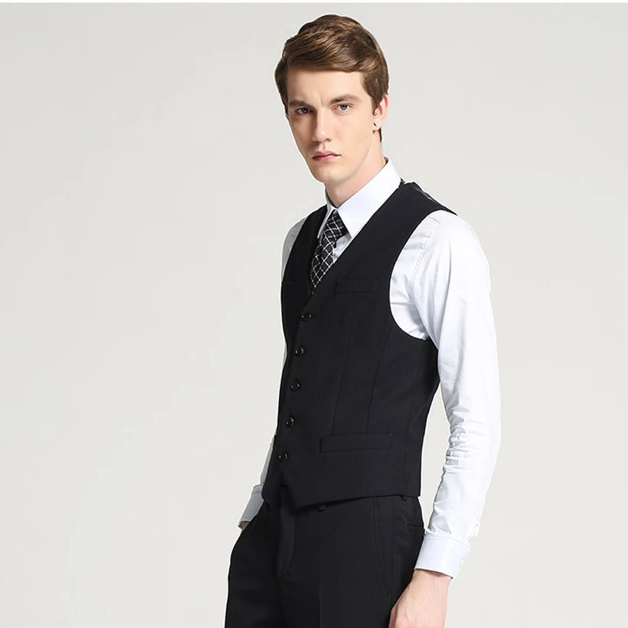 Classic Black Mens Suit Vest Male Waistcoat Slim Fit for Men Suit Waistcoat Business Wedding Fashion Vest Custom Made 2018 New