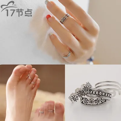 vintage finger ring toe ring fadeless alloy fashion jewelry Adjustable rings for women gift Tai-silver