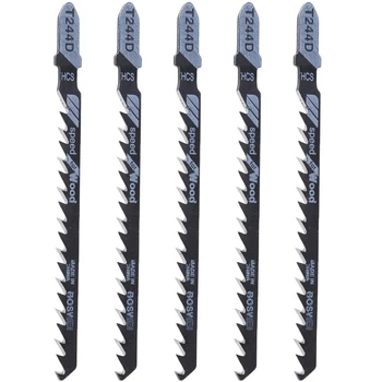 

5PCS T244D HCS T-Shank Curved Jig Saw Blades Cutting Tool For Wood Cutting Reciprocating Saw Blades