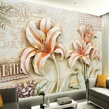 

beibehang Custom Photo Mural Wallpaper Three-dimensional Color Lily Sofa TV Background wall papers home decor papel de parede