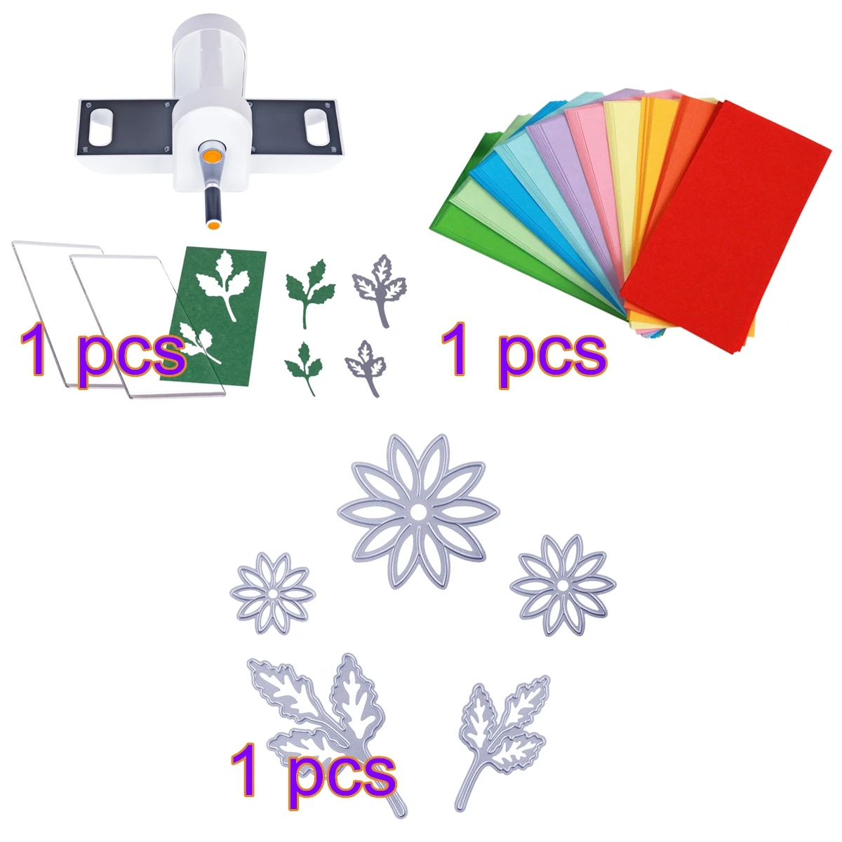 

DIY Die Cutting Embossing Machine Scrabooking Alubm Card Cutter Tool With 5 Pcs Cutting Mold/ 200 Pcs 7x14cm Double Sided Paper