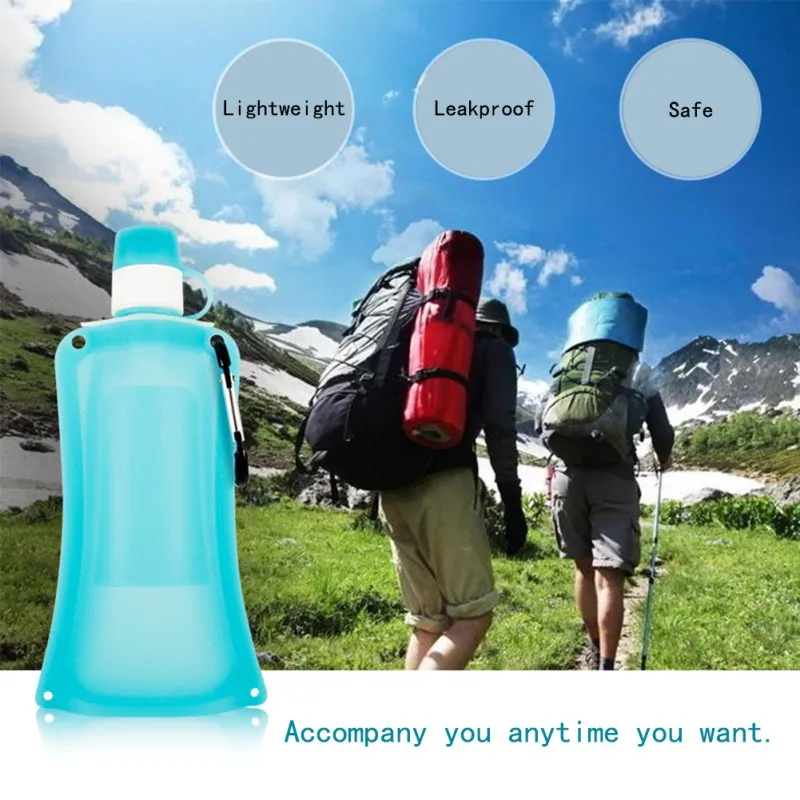500 мл воды мешок Силиконовый складной эластичный портативный герметичный путешествия бутылки чайник Открытый Восхождение Кемпинг воды