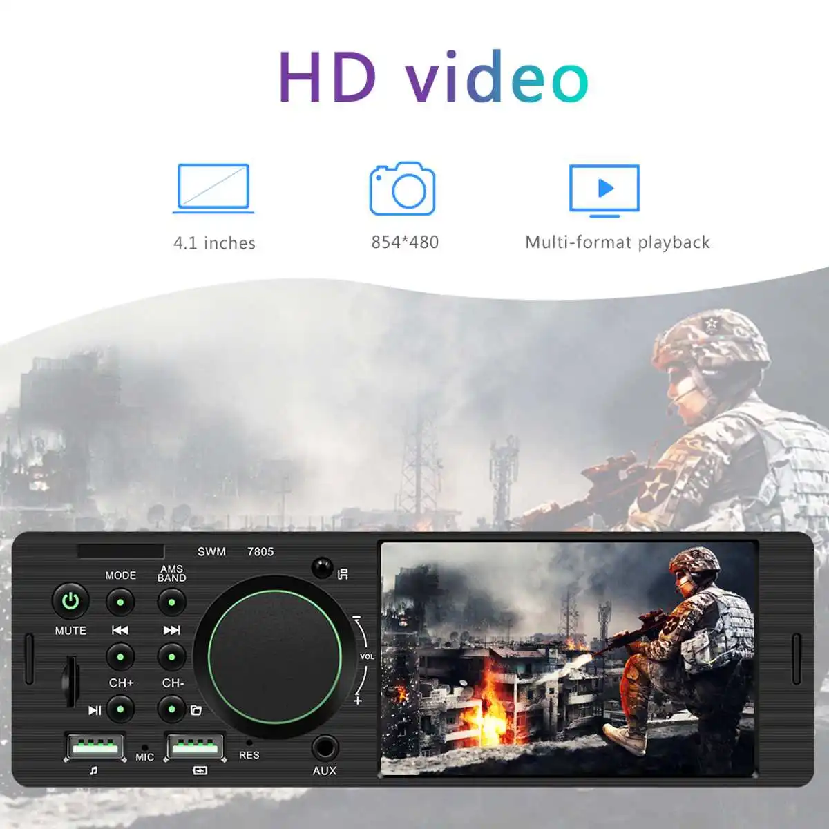 

WIN screen 4.1" HD Car Multimedia rear view camera Player GPS Navigation Stereo Audio Radio blue tooth Retractable Touch Screen