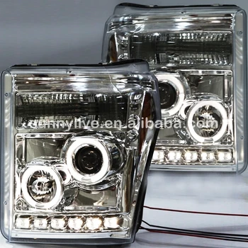 

FOR FORD Raptor F250 LED Headlight Angel Eyes Sliver Color 2008-2010 Year SN