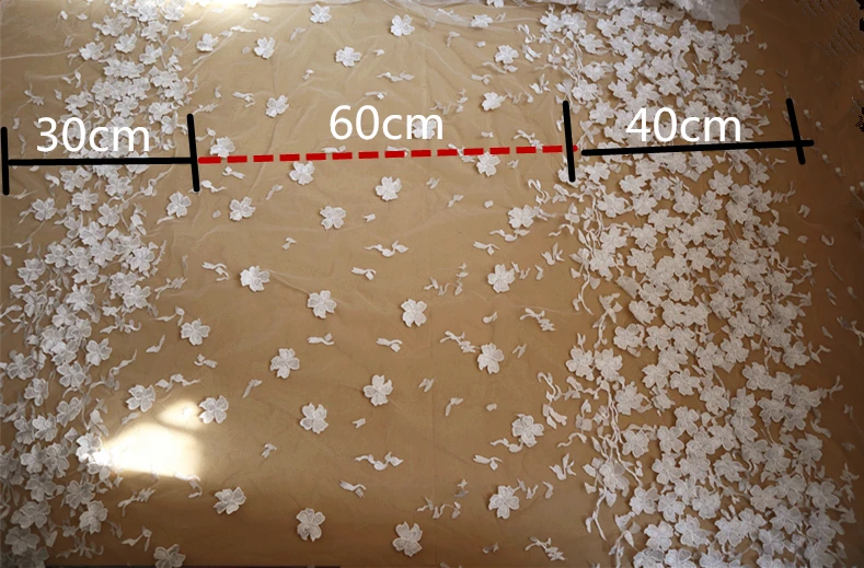 4 ярдов 3D Цветы вышитые кружева ткани цвета слоновой кости белый цветочные для