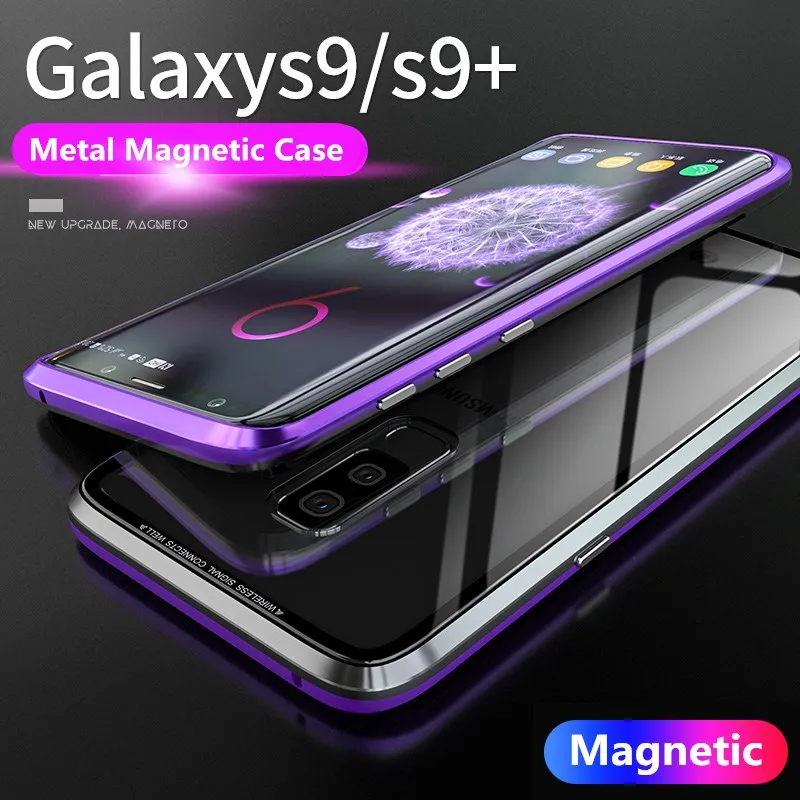 

Magnetic Tempered Glass Phone Case For iPhone X 7 8 Plus 360 Full Edge Protective Metal Bumper + Clear Glass Back Cover Case