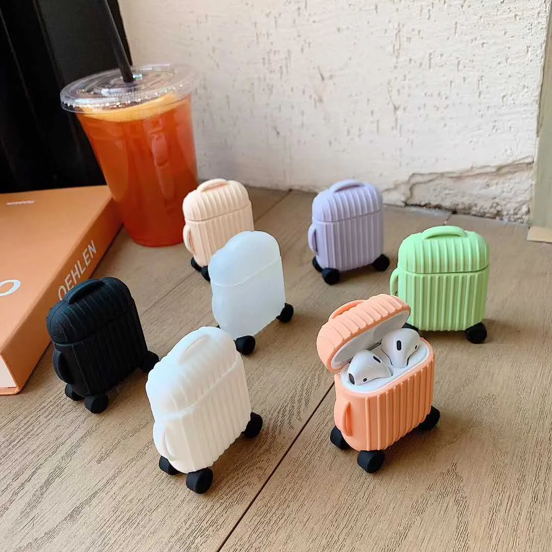 

Airpods Case Color Luggage Case Bluetooth Headset Silicone Case Cover Protection Glasses Smooth Surface